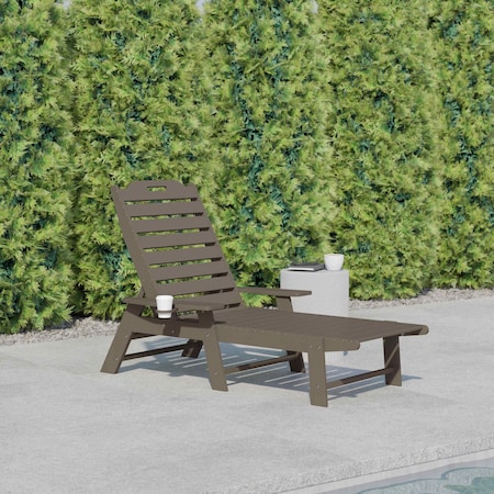 Flash Furniture Brown Adjustable Chaise Lounger with Cupholder LE-HMP-2017-414-BR-GG